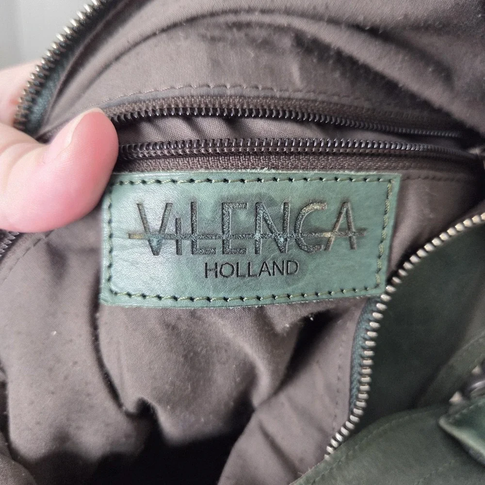 Vilenca Holland‎ Green Leather Hobo Bag Tassle Crossbody Purse